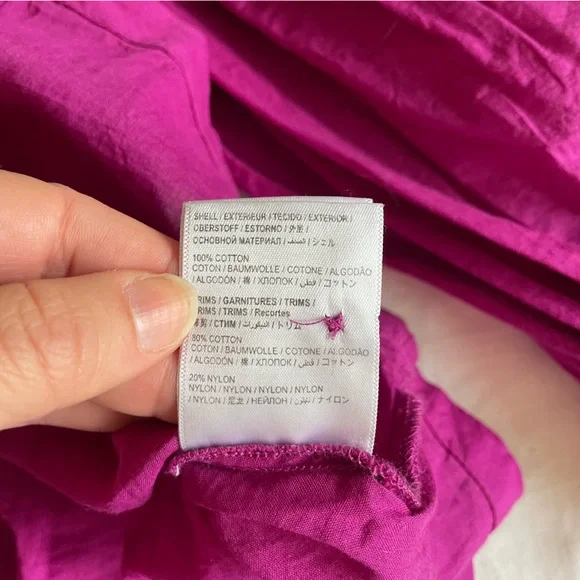 FARM Rio Anthropologie "Kelsie" Magenta V-Neck Boho Colorful Puff Sleeve Blouse - Picture 15 of 15